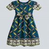 Front view of handmade Kitenge girls’ dress with leaf print