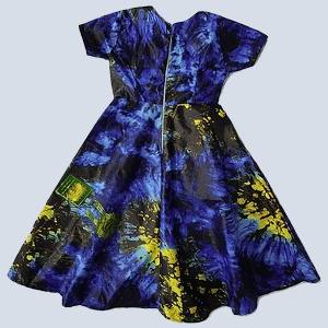 womens tie and dye short sleeve flare dress back 2025
