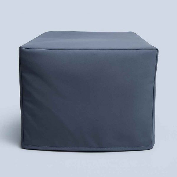 Front studio view of a handmade fabric printer dust cover fitted neatly over a desktop printer