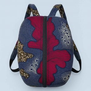 Bottom view of a rectangular African Kitenge backpack showing durable construction and secure stitching