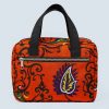 African Kitenge Bible bag orange purple front view handmade in Uganda