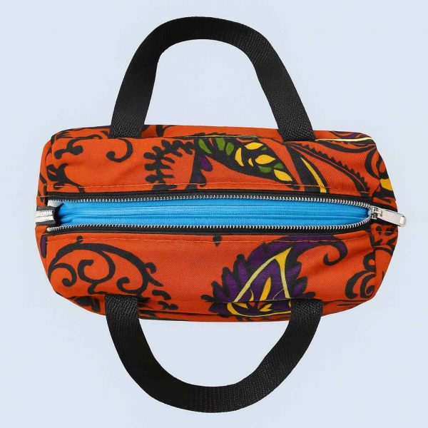 African Kitenge Bible bag orange purple top-down view handmade in Uganda