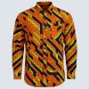 African Kitenge men’s long-sleeve shirt front view handmade Uganda