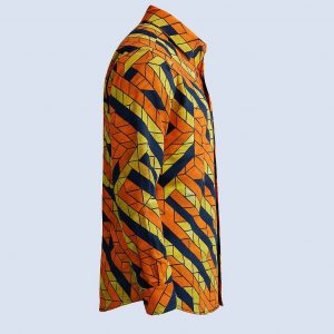 African Kitenge men’s long-sleeve shirt side view handmade Uganda