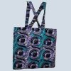 Front view of big Kitenge handbag from Uganda featuring African print