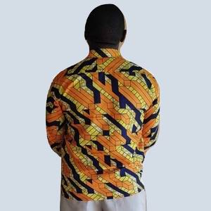 Rear view of the shirt showing symmetrical pattern alignment