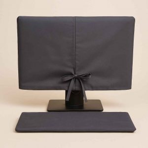 Back view of handmade monitor and keyboard cover set