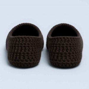 Back view of handmade crochet house slippers
