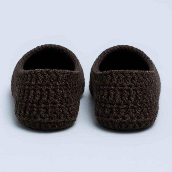 Back view of handmade crochet house slippers