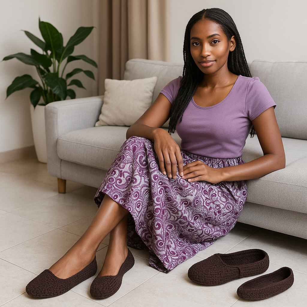 Handmade crochet house slippers for modest indoor comfort