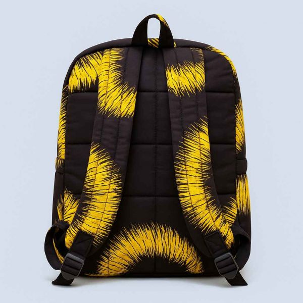 Back view of handmade Kitenge kids’ backpack