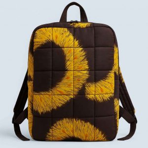 Front view of handmade Kitenge kids’ backpack