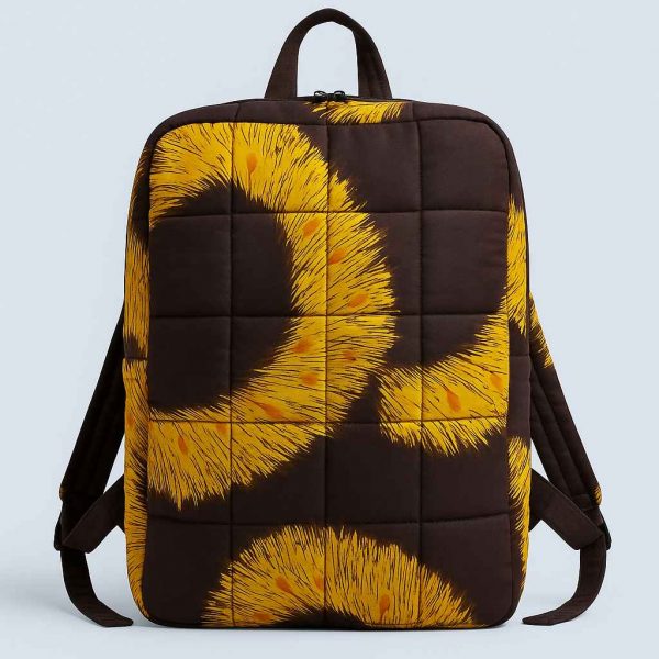 Front view of handmade Kitenge kids’ backpack