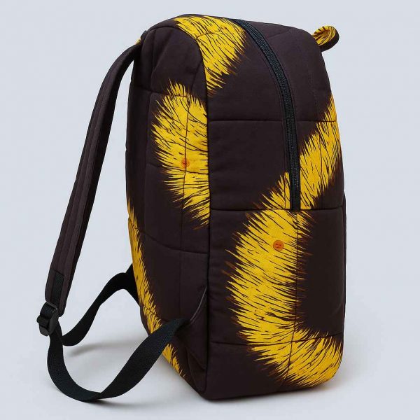Side view of handmade Kitenge kids’ backpack