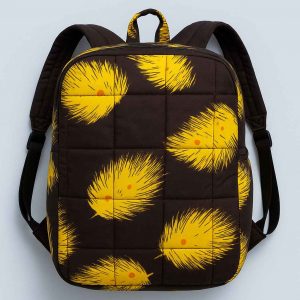 Top-down view of handmade Kitenge kids’ backpack