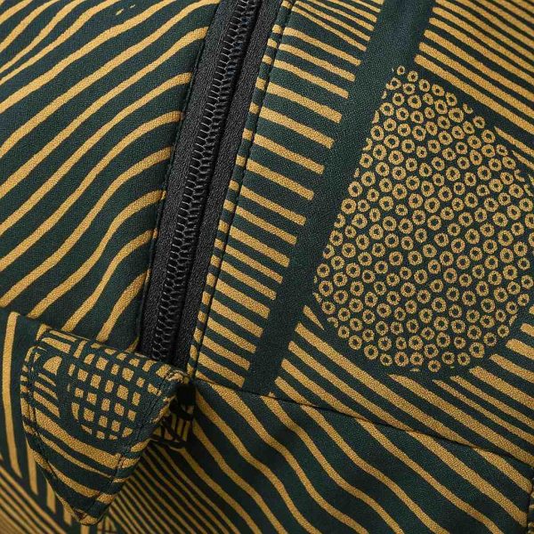 Close-up detail of handmade Kitenge travel duffel bag
