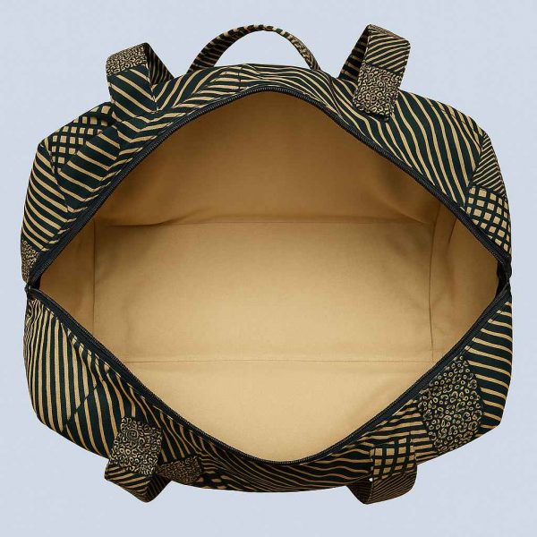 Interior view of handmade Kitenge travel duffel bag
