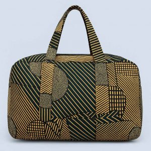 Side view of handmade Kitenge travel duffel bag