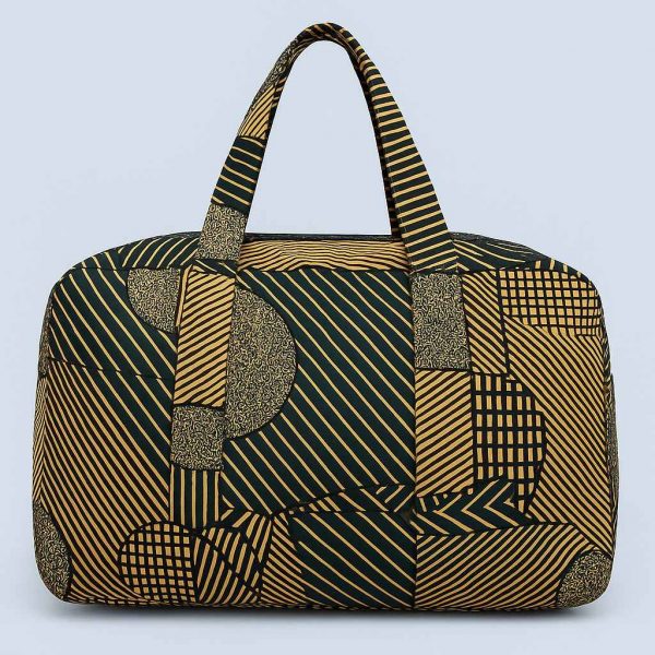 Side view of handmade Kitenge travel duffel bag