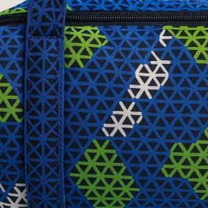 Close-up detail of handmade kitenge duffle bag