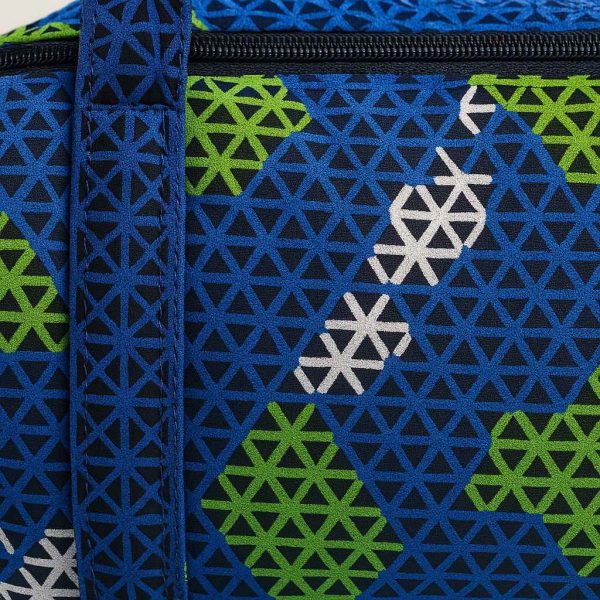 Close-up detail of handmade kitenge duffle bag
