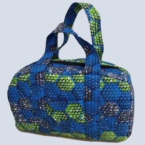 Front view of diamond-patterned Kitenge shoulder carry bag from Uganda