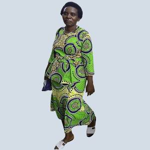 Side angle showing silhouette and sleeve design of Ugandan Kitenge dress