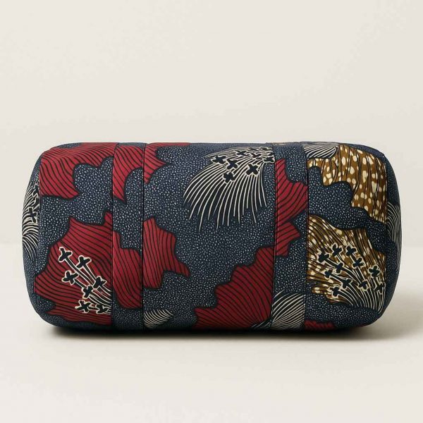 Bottom view of handmade African kitenge duffle bag
