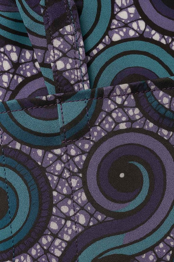 Close-up of handmade African kitenge tote bag stitching