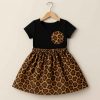 Bottom angle view of girls' modest leopard-print outfit