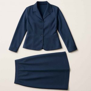 Bottom hem view of the Navy Grace Set skirt showing its straight finish and modest drape