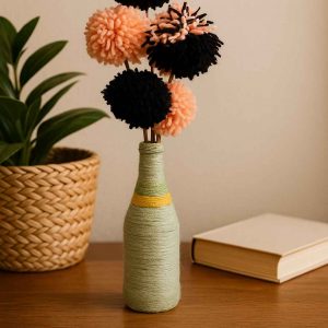 pompom flower bottle arrangement lifestyle 2025