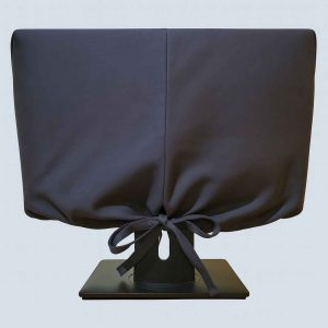Back view of computer dust cover with tie closure