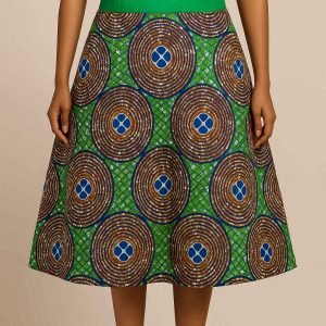 Bottom view of African Kitenge modest flare dress