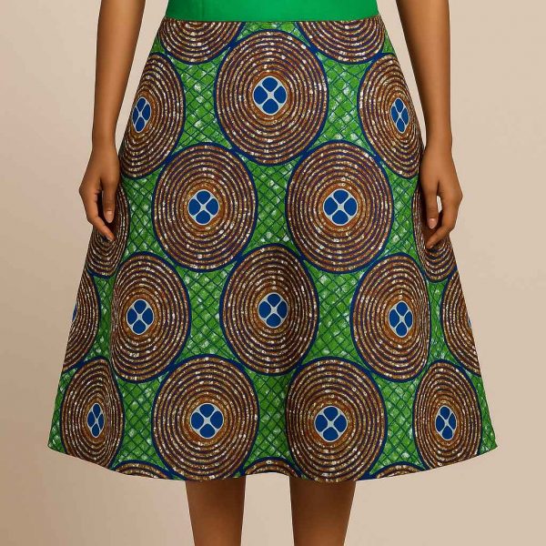 Bottom view of African Kitenge modest flare dress