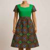 Front view of handmade African Kitenge modest flare dress