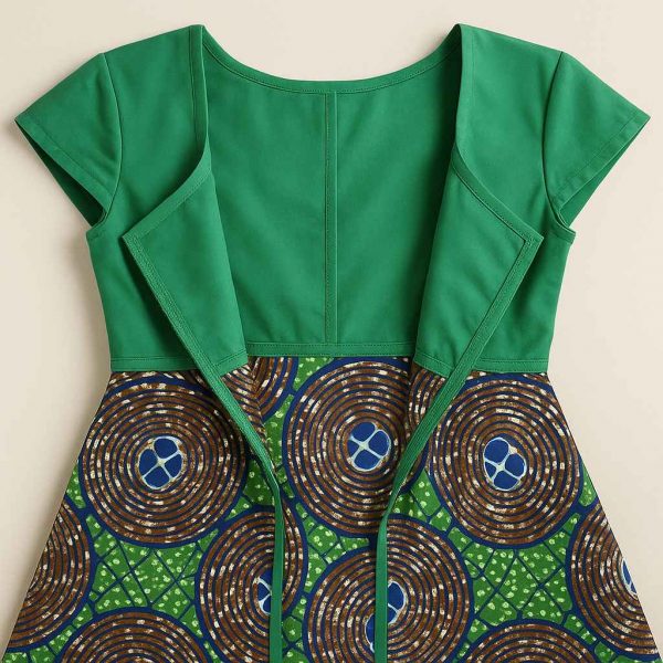Interior view of African Kitenge modest flare dress