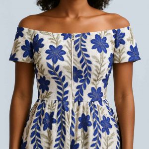 Close-up of lower Royal Bloom Dress embroidery