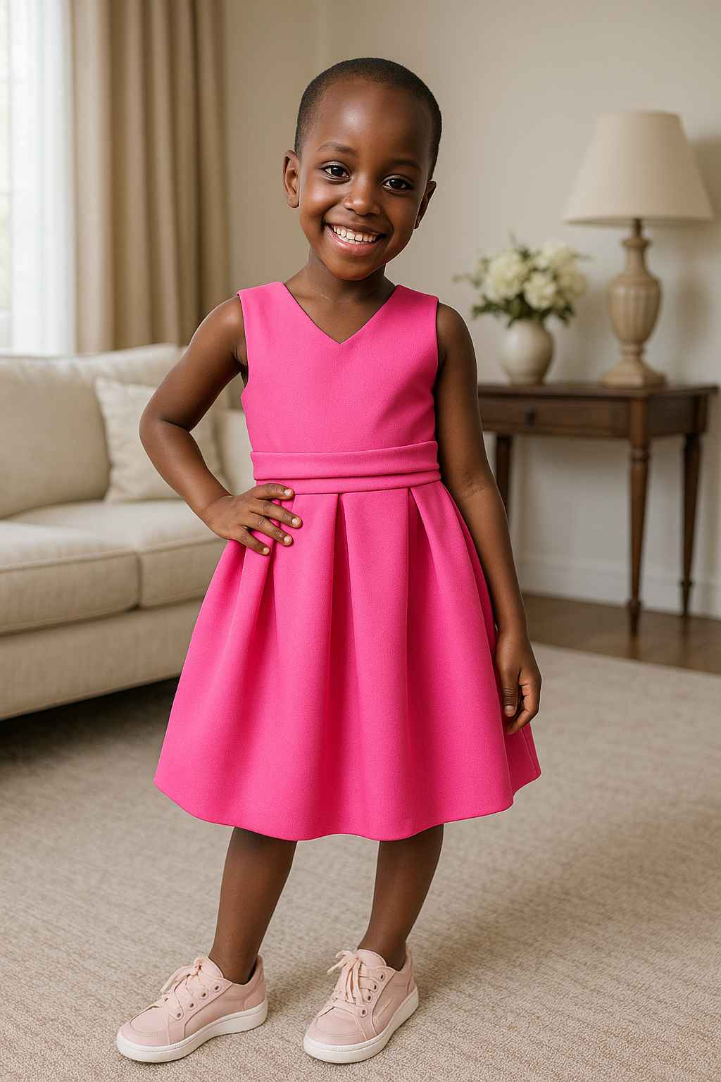 Handmade elegant girls’ occasion dress with modest faith-centered style