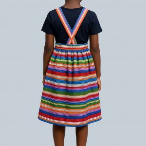 Back view of handmade girls’ suspender skirt