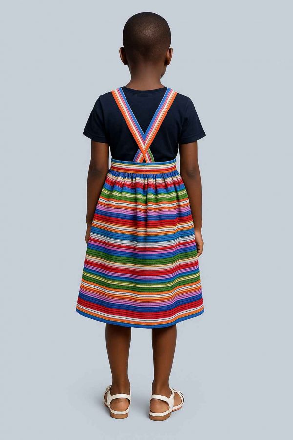Back view of handmade girls’ suspender skirt