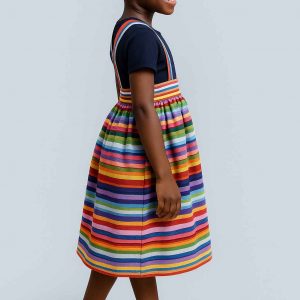 Side view of handmade girls’ suspender skirt