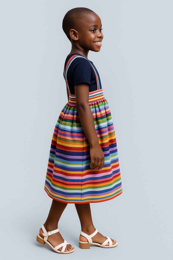 Side view of handmade girls’ suspender skirt