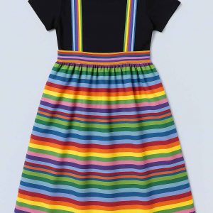 Front view of handmade girls’ suspender skirt