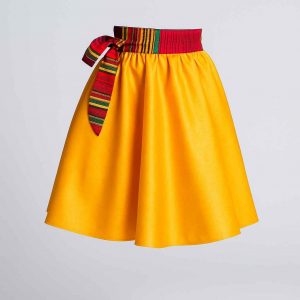golden flare skirt with kitenge waist tie side 2025