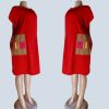 Side profile of patch dress showing sleeve detail and fit