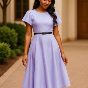 lavender bloom midi dress