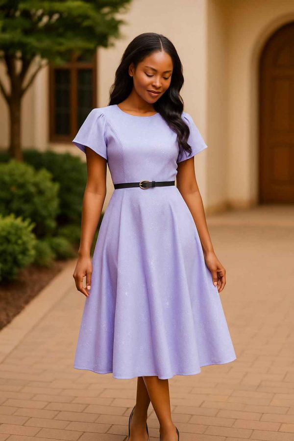lavender bloom midi dress