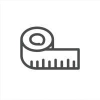 Measuring tape icon indicating body measurements for tailoring.