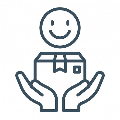 Delivery box or hand receiving package icon.
